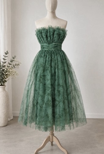 Lace beads green tulle - lace,