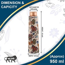 PURE COPPER WATER BOTTLE : Ayurvedic Inspired Eco Friendly smart choice: 1000ml 