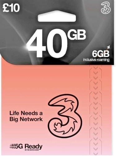 Three sim card package - sim, £10
