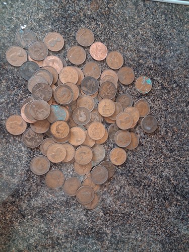 Old one penny coins - one,