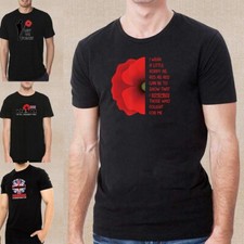 Remembrance Day Design POPPY UK Poppy T-Shirt Men Boy's Plain Tee Armistice Day