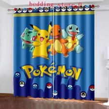 Kids Pokemon Pikachu Thick 3D Blackout Curtains Thermal Ring Top Eyelet Curtains