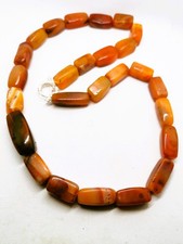 Vintage Silver Tone Heavy Carnelian Agate Necklace