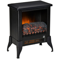 Black Electric Fireplace Stove Heater, 37x22.8x45.8cm, Steel & Glass, New