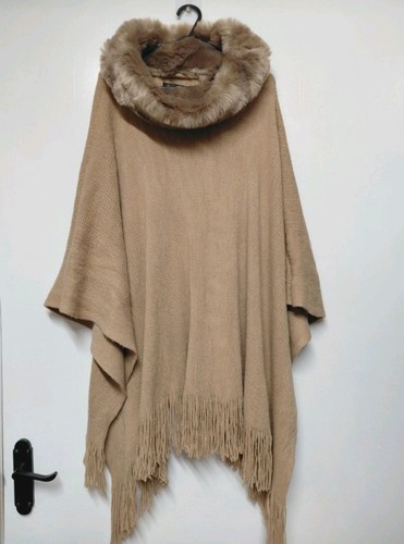 Womens poncho cape - cape, fur