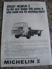 MICHELIN X DODGE 500 SERIES TRUCK TYRES 1965 ADVERT A4 SIZE FILE 15