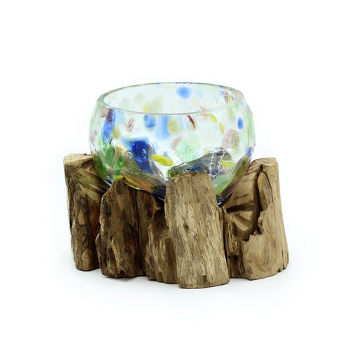 Molten coloured glass wood - glass, on