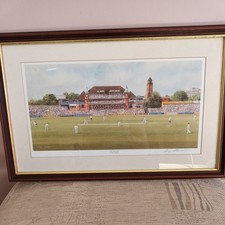 Terry Harrison Signed Limited Edition Print  Old Trafford Framed Cricket Artwork