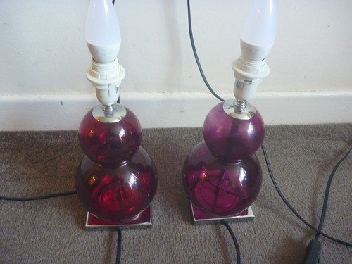 Pair table lamps crimson - table,