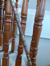 Vintage Bent Wood Walking Hiking Stick with 15 badges From Switzerland 35.5 inch