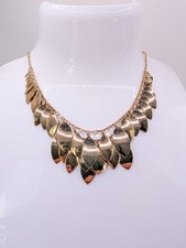 Vintage Monet Bib Necklace Gold Tone Layered Leaves 18"