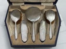 Antique Sterling Silver Walker & Hall Dressing Table Brushes & Mirror Set