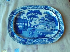 Georgian British Meat Platter English Blue White, Large, C1820