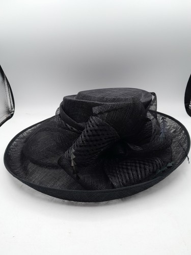 Women black sinamay wide - black,
