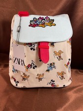 Zara Disney Vacation Mickey Mouse Backpack Goofy Style Beige Travel Bag [New]
