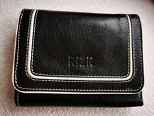 Ri2K Chocolate Genuine Black Leather Purse Wallet Card Holder Tula