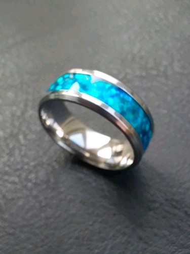 Men ring blue opal glow - blue,