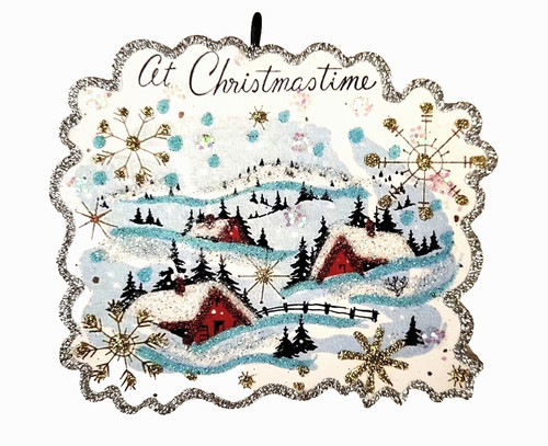 Red houses snowflakes - snowflakes, at
