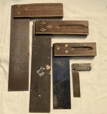 Four 4 Vintage Wooden Carpenter’s Set Square Woodworking Tools 