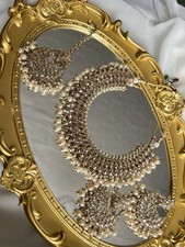 ENAYA-Heavy choker necklace set with earrings and tika