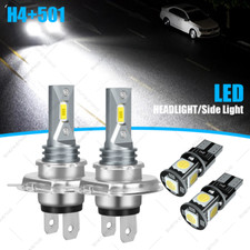 For FORD FUSION 2002-2012 4x 501 H4 White LED Headlight High/Low/Side Lamp Bulbs