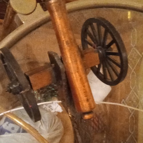 Brass cannon figurine - brass,