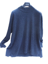 John Lewis Charcoal Grey  100% Cashmere  Mock Neck Cape Jumper With Slits  UK 20