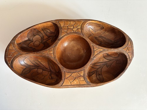 Rustic heavy oval wooden - wooden, tray