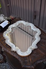Vintage 1970 Murano glass flower wall mirror