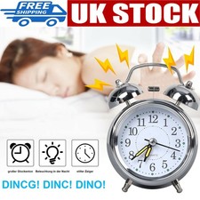 Retro Alarm Clock Non Ticking Twin Bell Old Fashioned Bedside Alarm Clock Silver