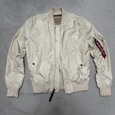 Alpha Industries MA-1  Cream Bomber Jacket Mens Medium Lightweight