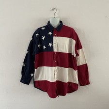 VINTAGE TOMMY HILFIGER AMERICAN FLAG SHIRT - XL - MULTI - RETRO 90s USA