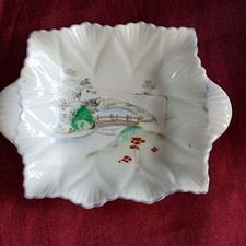 Shelley Dainty 2112 Lake Scene square trinket butter dish 1920 bone china 5"