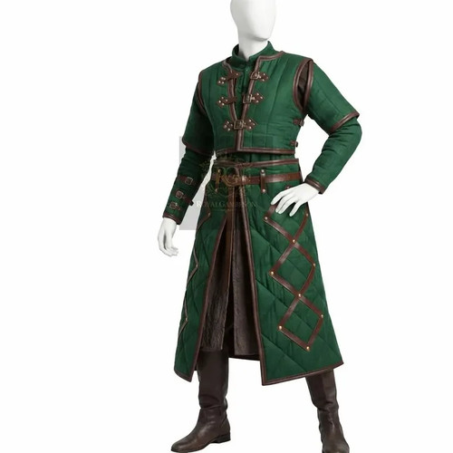 Green quilted gambeson - gambeson, coat