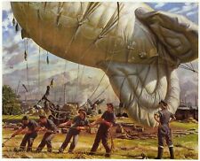 Barrage Balloon site WW2 Coventry Laura Knight print 1980s in 11 x 14 inch mount