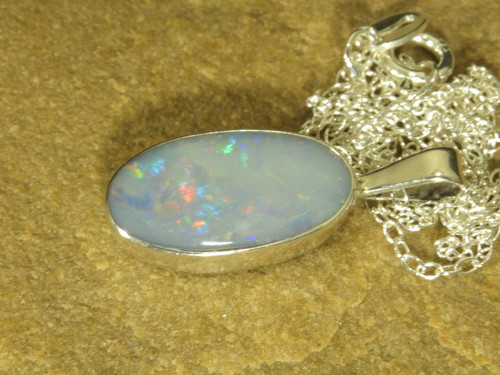 Blue grey opal pendant