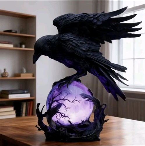 Gothic raven table lamp - gothic,