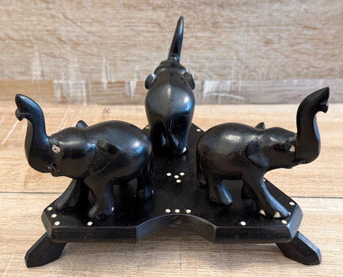Vintage ebony elephant bowl - ebony,