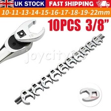 10PCS 3/8'' dr Crowfoot Crowsfeet Crows Foot Spanner Wrench Set 10-22mm UK