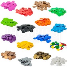 22mm Counters Plastic Tiddly Winks Opaque Board Game White Blue Green Black