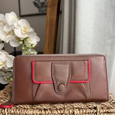 Tommy & Kate Wallet Leather Brown Purse Multi Compartment Zip Coin Pocket