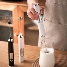 Electric Milk Coffee Frother USB Egg Beater Hands Whisk Drink Frappe Mixer White