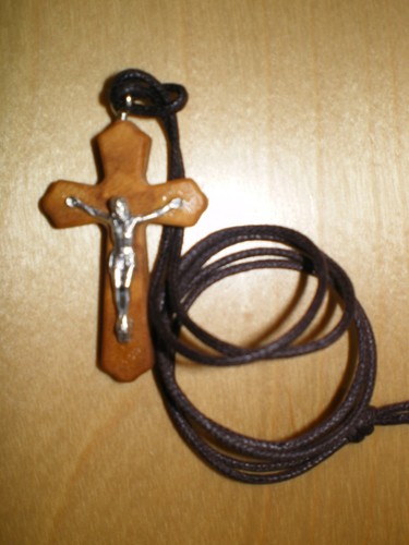 Olive wood crucifix with - crucifix, cord