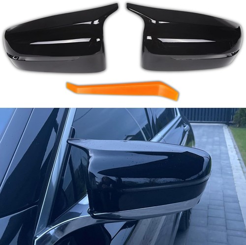 Gloss black car side mirror - black,