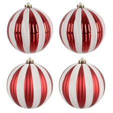 4 Extra Large 15cm Christmas Baubles Matt Glitter Shatterproof Tree Decor New