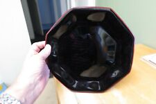 VINTAGE FRENCH  ARCOROC OCTIME BLACK OCTAGONAL GLASS PLATE 18cm RARE RED RIM