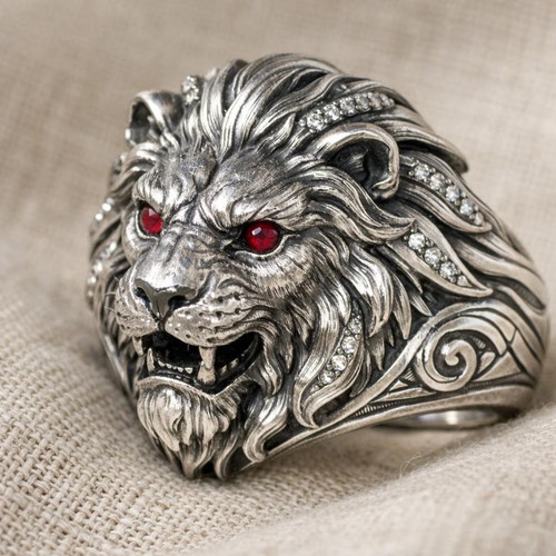 925 sterling silver lion head - silver,