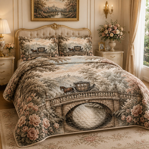 French country vintage quilt - vintage,