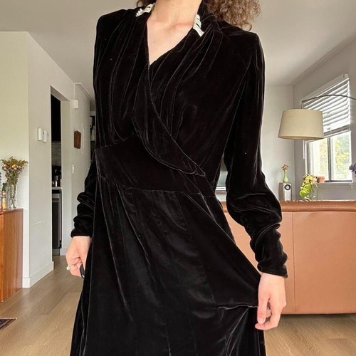 Vintage 1930s black silk - vintage,