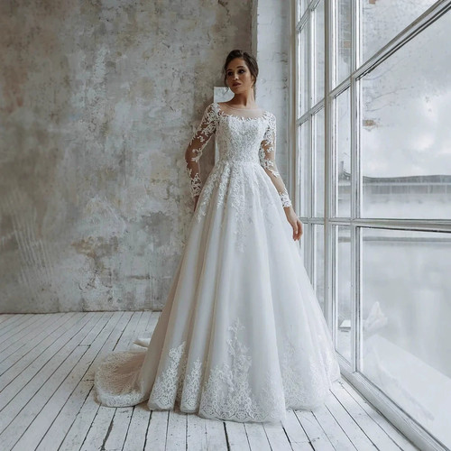 Elegant lace wedding dress - lace,
